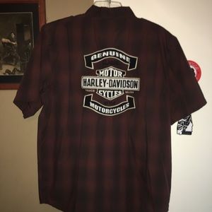 Burgundy Harley Davidson Button Down Shirt